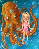 Sitting on the Octopus Caricature from Photos