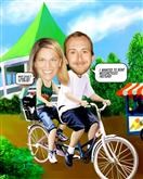 Tandem Bike Ride Caricature from Photos