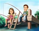Fishin’ on the Pier Caricature from Photos