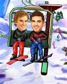 Ski Lift M/M Caricature from photos.