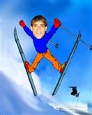 Snow Skiing Acrobat Caricature from Photos