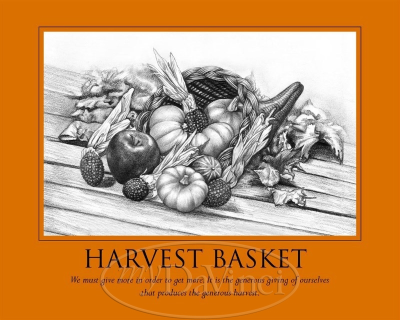 Harvest Basket Personalized Pencil Sketch Print