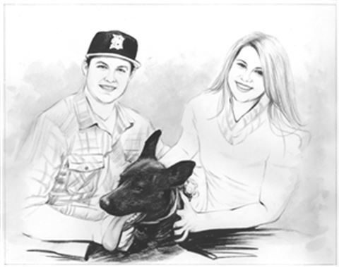 Hand Painted Ink Rendering Portraits from Photos