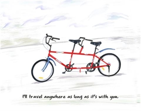 Personalized Red Tandem Bike Art Print