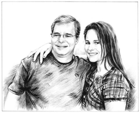 Hand Painted Ink Rendering Portraits from Photos