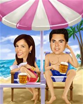 Beach Couple Caricature from Photos