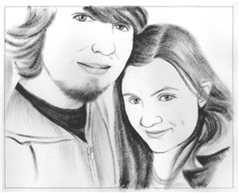 Hand Painted Ink Rendering Portraits from Photos