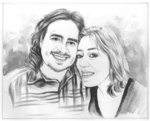 Hand Painted Ink Rendering Portraits from Photos