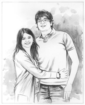 Hand Painted Ink Rendering Portraits from Photos