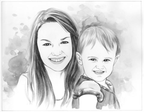 Hand Painted Ink Rendering Portraits from Photos