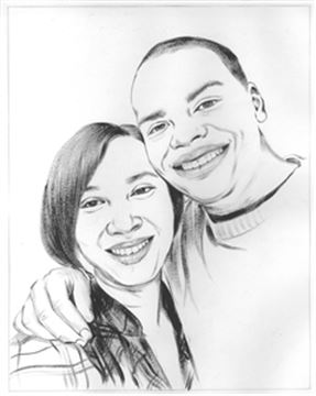 Hand Painted Ink Rendering Portraits from Photos