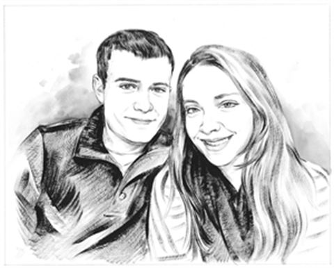 Hand Painted Ink Rendering Portraits from Photos