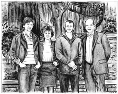 Hand Painted Ink Rendering Portraits from Photos