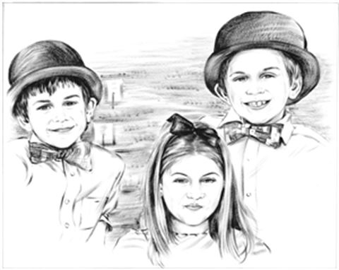 Hand Painted Ink Rendering Portraits from Photos