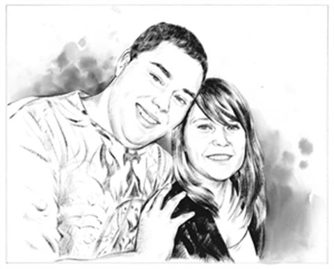 Hand Painted Ink Rendering Portraits from Photos