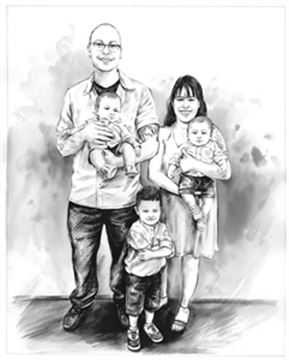 Hand Painted Ink Rendering Portraits from Photos