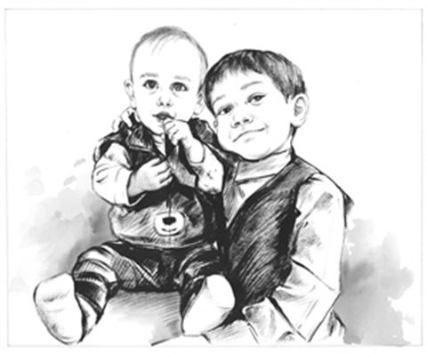 Hand Painted Ink Rendering Portraits from Photos
