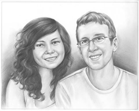 Hand Painted Ink Rendering Portraits from Photos