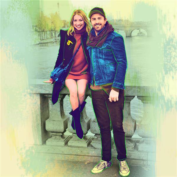 Pop Art 1 Panel of A Happy Young Couple from Photos,by myDaVinci