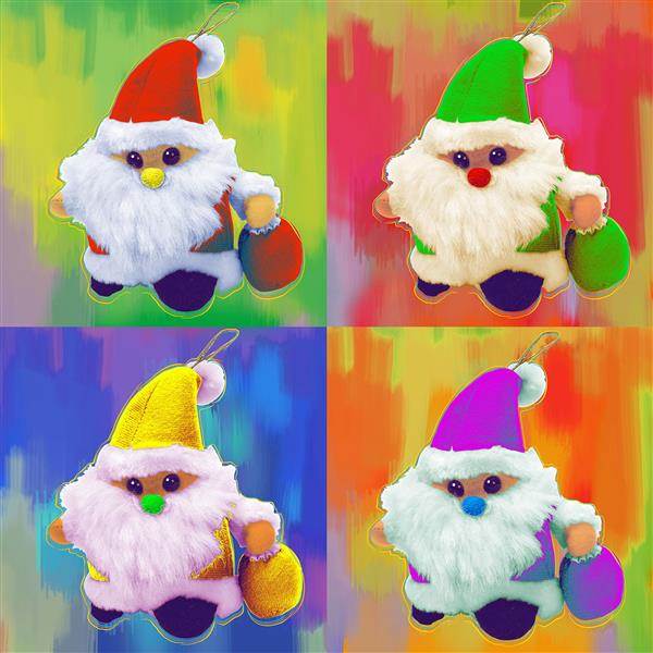 Santa Claus Pop Art 4 Panels