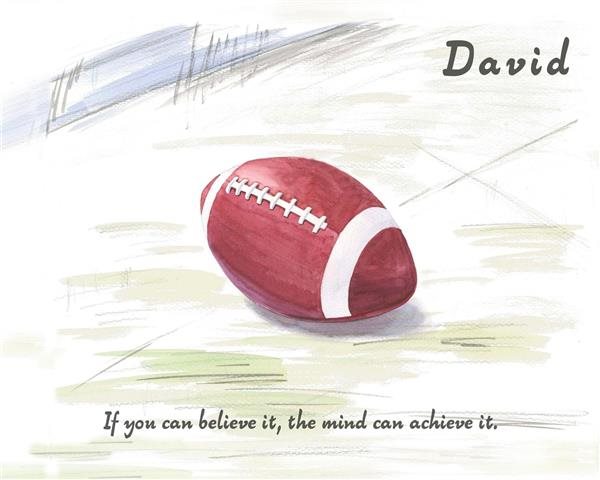 Personalized Football Watercolor Print with Text