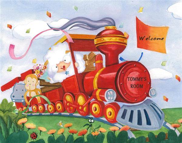 Choo Choo Train - Watercolor Print with Custom Text