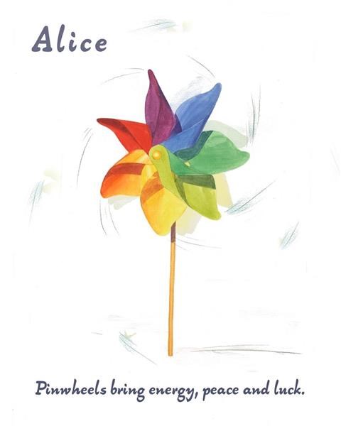 Rainbow Pinwheel - Watercolor Print with Custom Text
