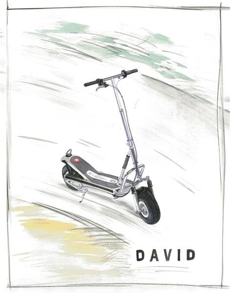 Silver Scooter Watercolor