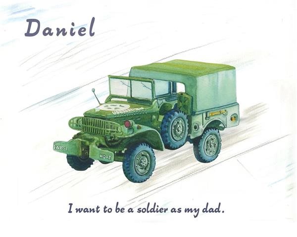 Army Transport Truck Personalized Art Print with Custom Text
