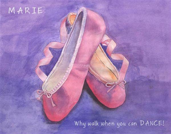 Tip Toe Ballerina - Watercolor Print with Custom Text
