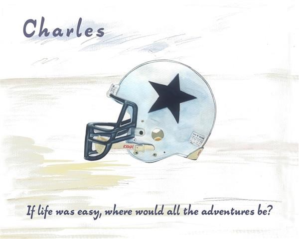Personalized Football Helmet Art Print with Text