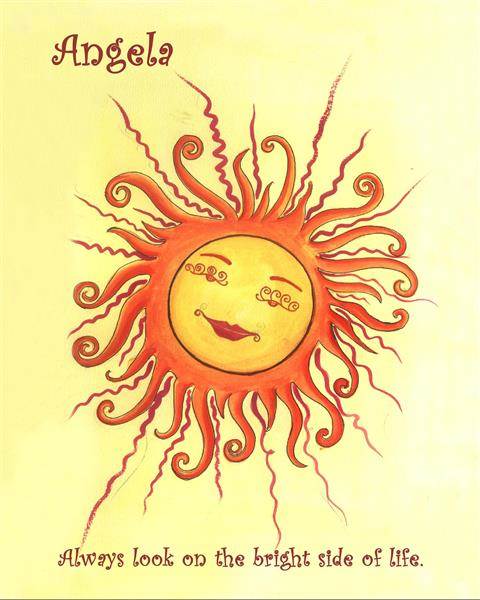 Smiley Sun Watercolor Print with Custom Text,by myDaVinci