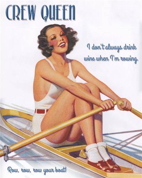 Rowing Pin-up Vintage Poster with Custom Text,myDaVinci