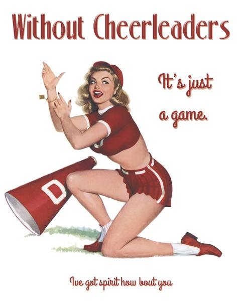 Cheerleader Pin Up - Vintage Art Print with Custom Text,by myDaVinci
