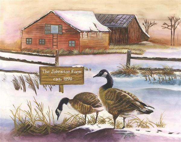 The Smith Ranch Watercolor Print with Custom Text