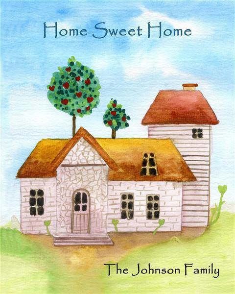 Home Sweet Home II - Watercolor Print with Custom Text