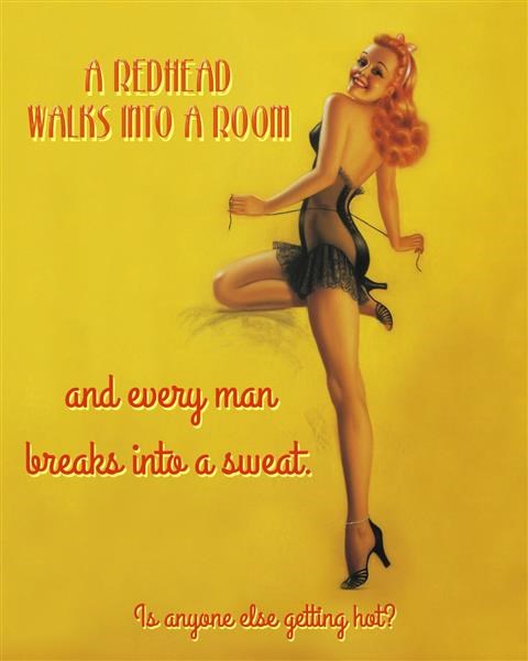 Fiery Bombshell Pinup Art Print with Custom Text