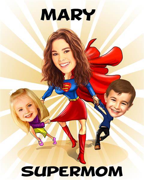 Supermom Caricature from Photos,by myDaVinci