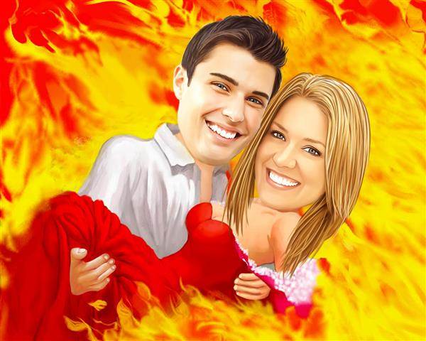 Gone with the Wind Couple Caricature from Photos,by myDaVinci