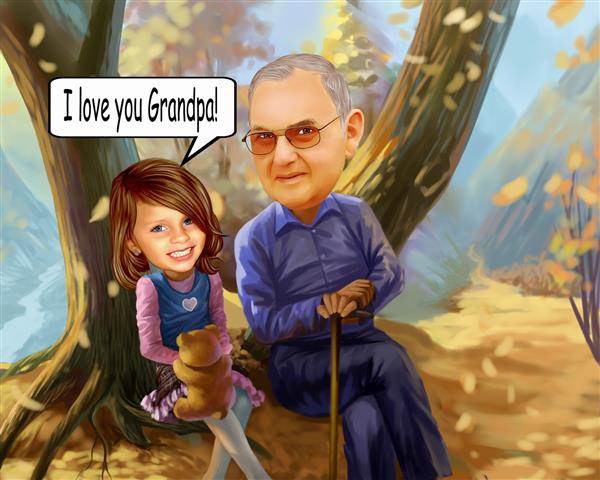 Grandpa and Me Caricature from Photos