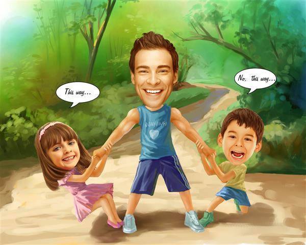 Family Outing Caricature from Photos