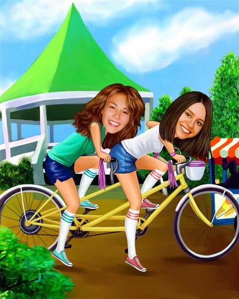 Biking Friends Caricature from Photos,by myDaVinci