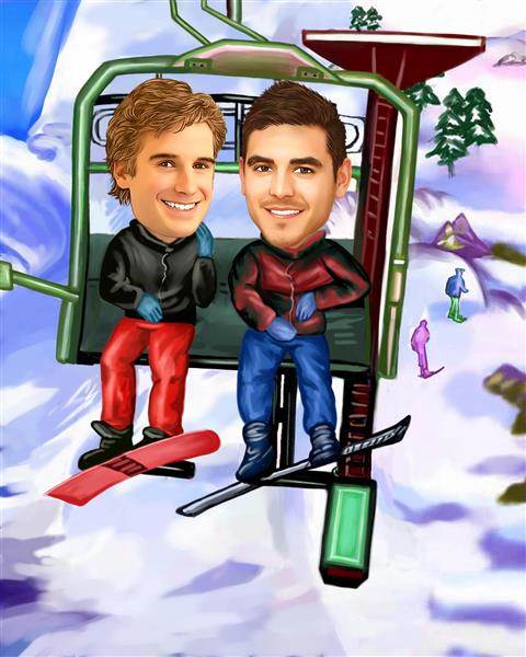 Ski Lift Guys Caricature from Photos