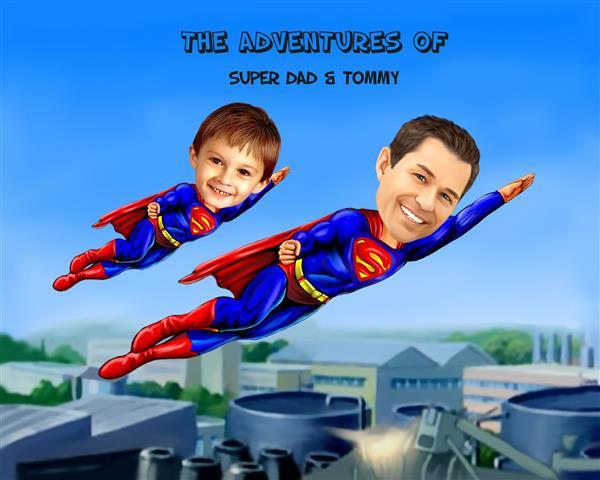 Super Dad Caricature from Photos,by myDaVinci