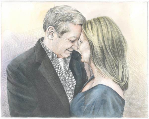 Hand Drawn Vintage Davinci Sketch Portrait of A Passionate Couple,by myDaVinci