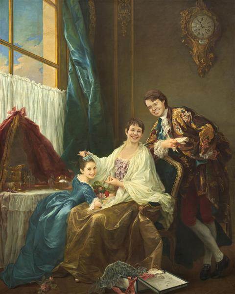 Custom Renaissance Family Portrait by Drouais from Photos,by myDaVinci
