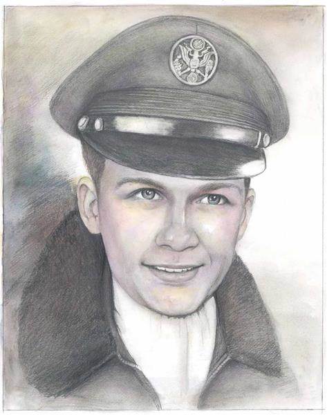 Hand Drawn Vintage DaVinci Sketch of A Handsome Military Officer, from a old Photo, by myDaVinci