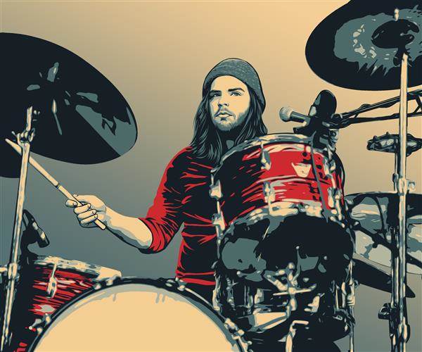 Propaganda Pop Art of A Drummer Playing Drums,by myDaVinci