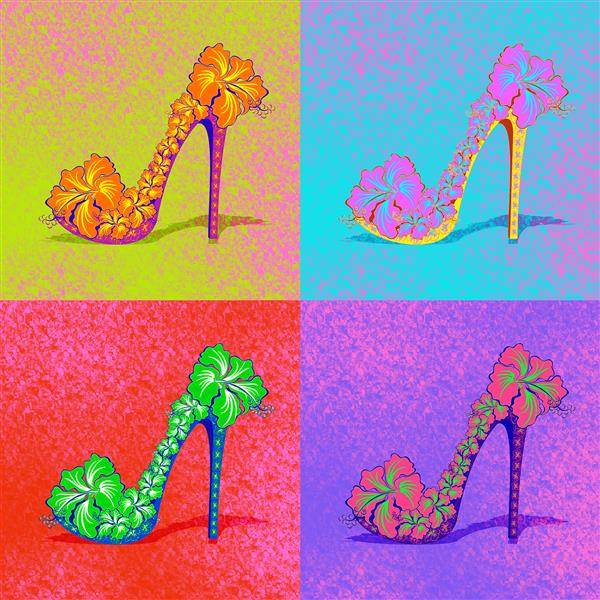 Pop Art 4 Panels High Heels