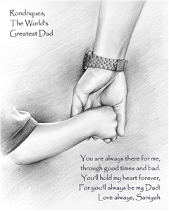 World's Greatest Dad Pencil Sketch Print with Quote